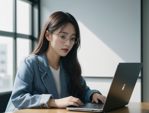 노트북으로 1:1 온라인 영어 수업에 참여하는 직장인